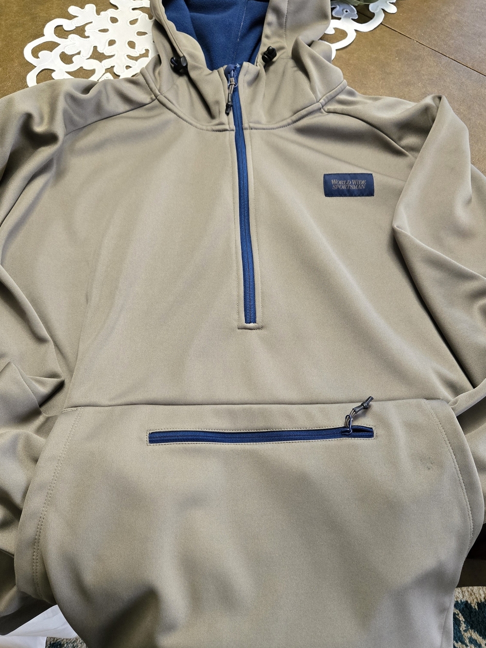 Bass Pro Shops Light Gray Hoodie with Navy Patch